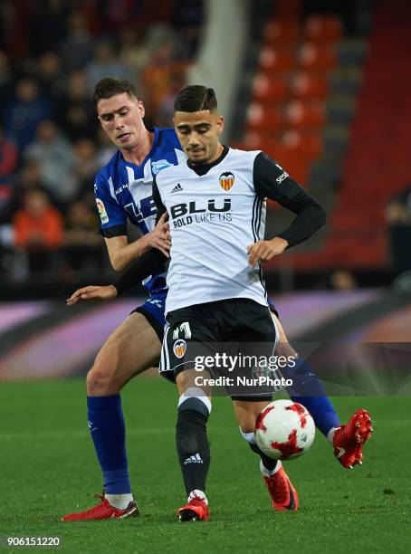 Andreas Pereira of Valencia CF and Dieguez of Deportivo Alaves during the Spanish Copa del Rey, Round of 8, match between Valencia CF and Deportivo...