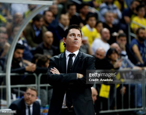 Head Coach of Panathinaikos Superfoods Athens, Javi Pasquale gestures during the Turkish Airlines Euroleague basketball match between Fenerbahce...