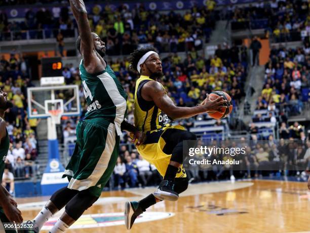 Muhammed Ali of Fenerbahce Dogus in action during the Turkish Airlines Euroleague basketball match between Fenerbahce Dogus and Panathinaikos...