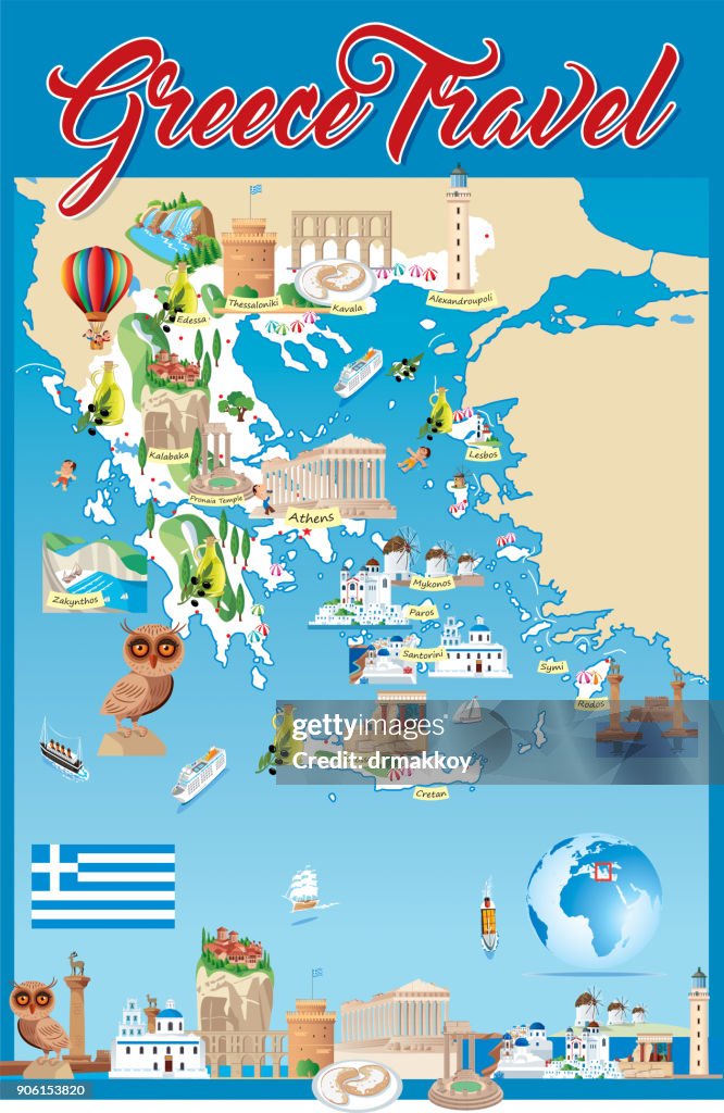 Cartoon map of Greece