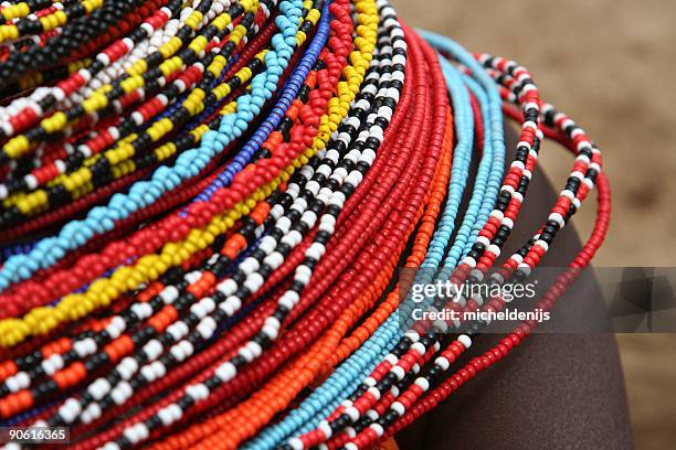 african beaded necklace - native african ethnicity 個照片及圖片檔