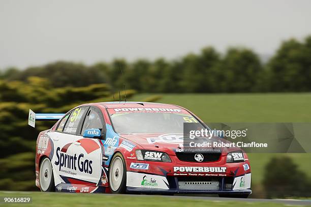Greg Murphy drives the Sprint Gas Racing Holden during practice for round nine of the V8 Supercar Championship Series at the Phillip Island Grand...