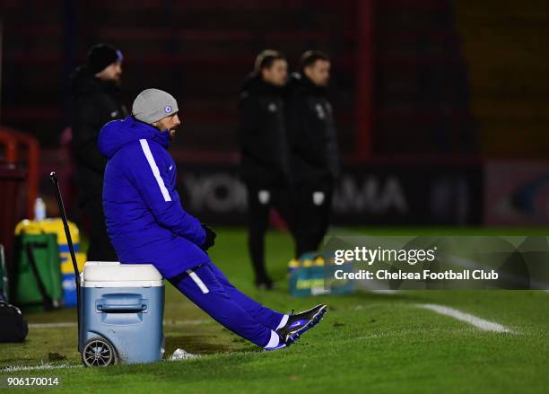 Chelsea Manger Jody Morris watches his players during the FA Youth Cup Fourth Round between Chelsea FC and West Bromwich Albion on January 17, 2018...