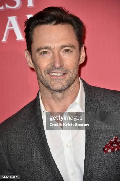 Actor Hugh Jackman attends the "The Greatest Showman" Paris premiere at Gaumont Capucines on January 17, 2018 in Paris, France.