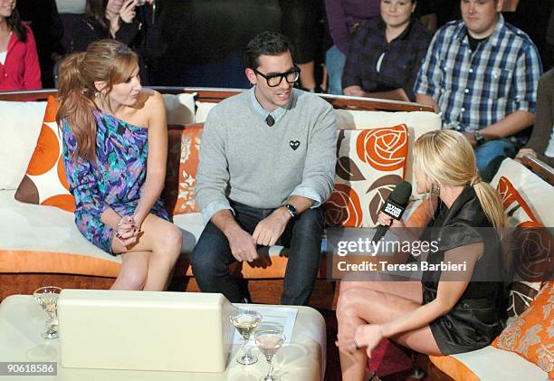 Hosts Jessi Cruickshank, Dan Levy and reality TV star Kristin Cavallari attend MTV's "The After Show" taping held at the Masonic Temple on September...