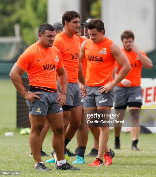 Agustin Creevy of Jaguares looks on during a training session at Buenos Aires Cricket & Rugby Club on January 16, 2018 in San Fernando, Argentina.