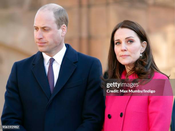 Prince William, Duke of Cambridge and Catherine, Duchess of Cambridge visit Coventry Cathedral on January 16, 2018 in Coventry, England.