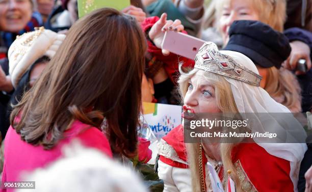 Catherine, Duchess of Cambridge meets members of the public as she visits Coventry Cathedral on January 16, 2018 in Coventry, England.