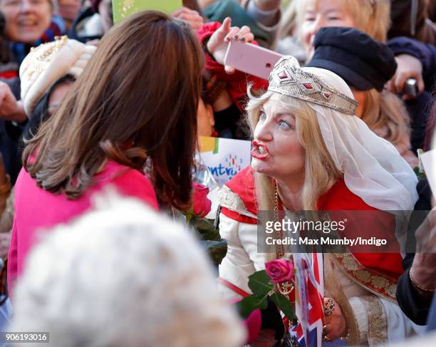 Catherine, Duchess of Cambridge meets members of the public as she visits Coventry Cathedral on January 16, 2018 in Coventry, England.