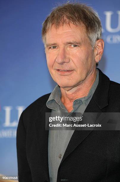 Actor Harrison Ford, guest of honor of the 35th American Film Festival of Deauville poses during a photocall on September 12, 2009 in Deauville...