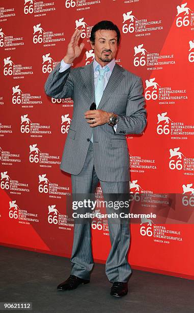 Actor Sylvester Stallone attends the "Jaeger-LeCoultre Glory To The Filmmaker Award" photocall at the Palazzo del Casino during the 66th Venice Film...