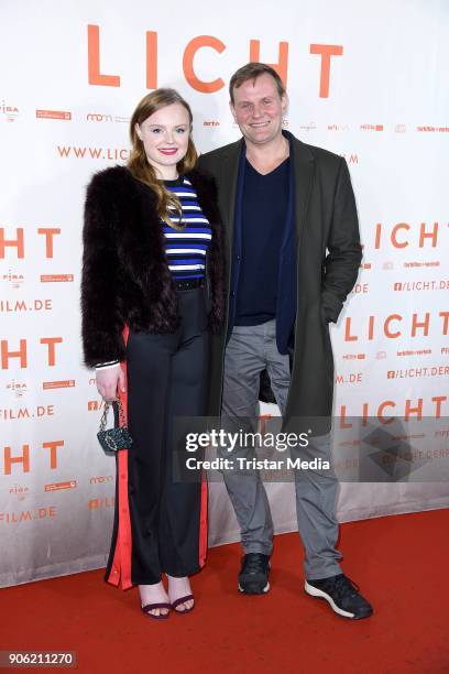 Maria Dragus and Devid Striesow attend the 'Licht' Premiere at Delphi Filmpalast on January 17, 2018 in Berlin, Germany.