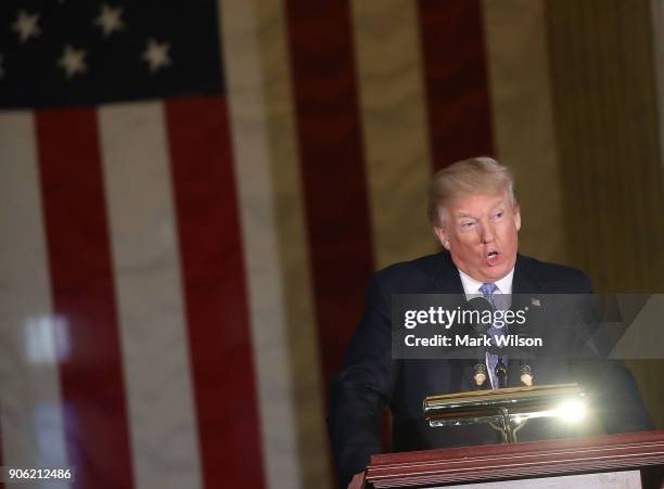 President Donald Trump speaks during a ceremony where former Senate Majority Leader Bob Dole , recieved the Congressional Gold Medal at the U.S....