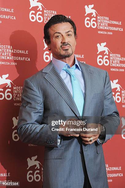 Actor Sylvester Stallone attends the "Jaeger-LeCoultre Glory To The Filmmaker Award" photocall at the Palazzo del Casino during the 66th Venice Film...