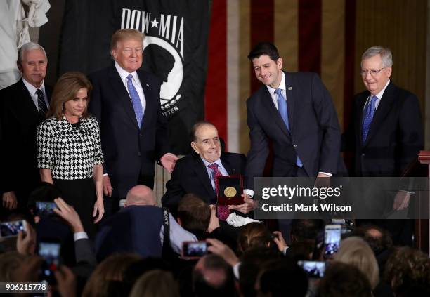 Former Senate Majority Leader Bob Dole , recieves the Congressional Gold Medal during a ceremony at the U.S. Capitol, on January 17, 2017 in...