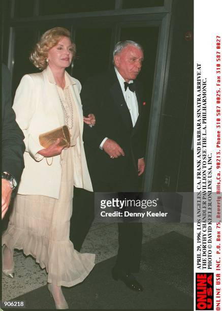 APRIL 29, 1996. ONLINE USA, INC. FRANK AND BARBARA SINATRA ARRIVE AT THE DORTHY CHANDELER PAVILLION TO SEE THE L.A. PHILHARMONIC.