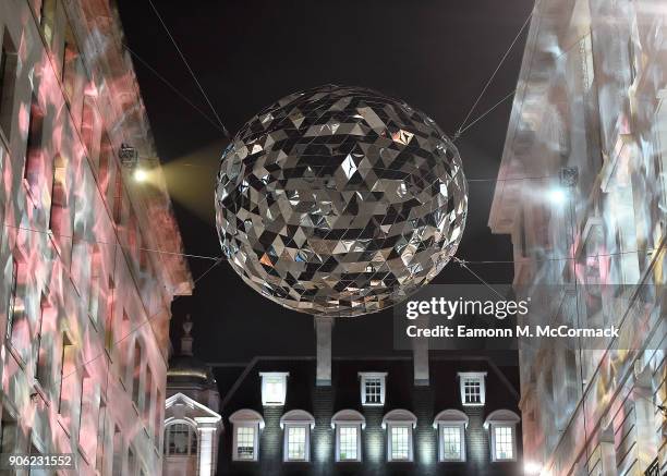 Sculpture is lit up at the launch of Lumiere London at W hotel, Leicester Square on January 17, 2018 in London, England. To kick start 2018, 15...