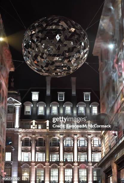 Sculpture is lit up at the launch of Lumiere London at W hotel, Leicester Square on January 17, 2018 in London, England. To kick start 2018, 15...