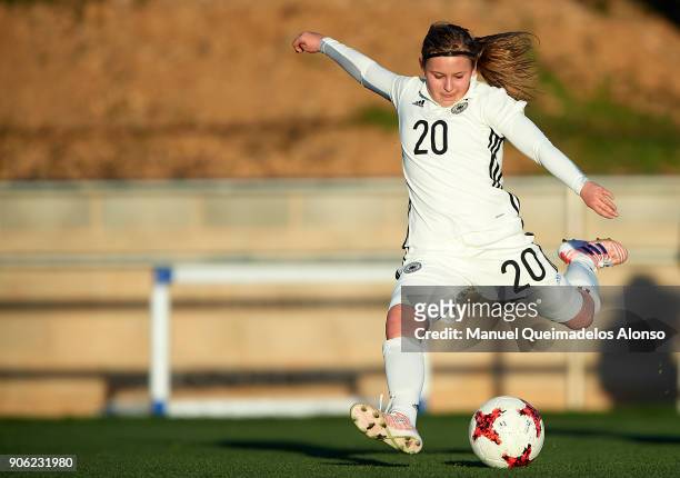 Vanessa Fudalla of Germany in action during the international friendly match between U17 Girl's Germany and U17 Girl's England at Complex Esportiu...