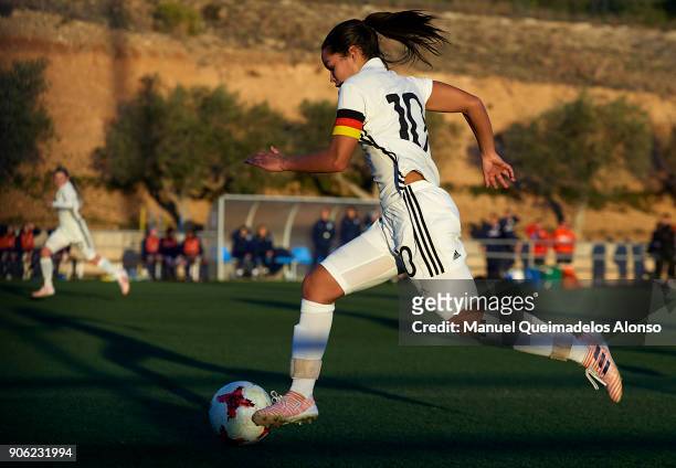 Ivana Fuso of Germany runs with the ball during the international friendly match between U17 Girl's Germany and U17 Girl's England at Complex...