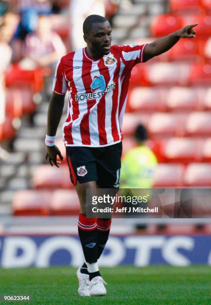 Darren Bent of Sunderland celebrates after scoring during the Barclays Premier League match between Sunderland and Hull City at the Stadium of Light...