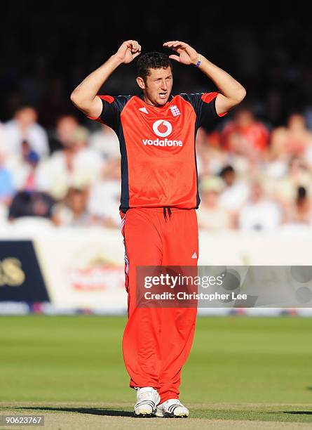 Tim Bresnan of England despairs during the 4th NatWest One Day International between England and Australia at Lord's on September 12, 2009 in London,...