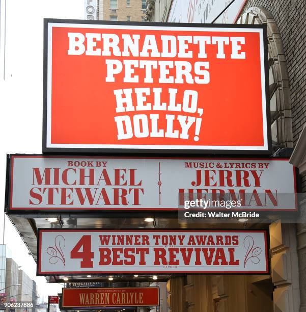 Theatre Marquee unveiling for Bernadette Peters starring in "Hello, Dolly!" at the Shubert Theatre on January 17, 2018 in New York City.