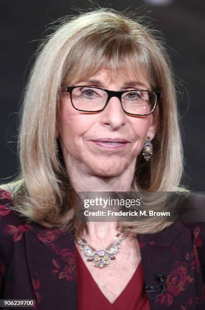 Paula S. Aspell, series senior executive producer, speaks during the 2018 Winter Television Critics Association Press Tour at The Langham Huntington,...