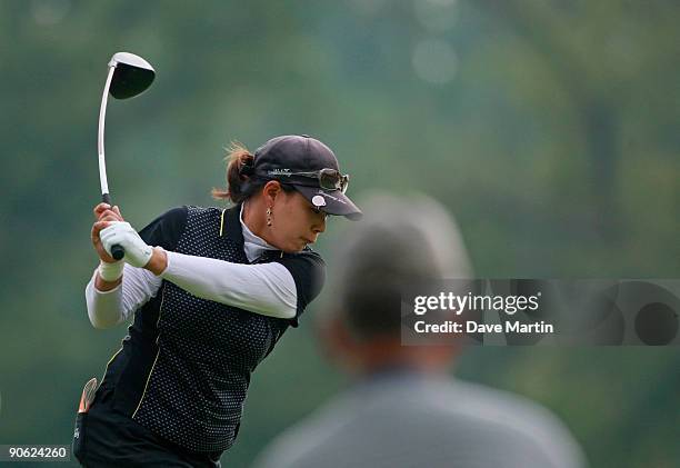 Jee Young Lee of South Korea tees off on the eighth hole during second round play in the P&G Beauty NW Arkansas Championship at the Pinnacle Country...