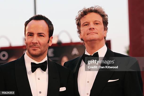 Director Tom Ford and actor Colin Firth attends the Closing Ceremony at the Sala Grande during the 66th Venice Film Festival on September 12, 2009 in...