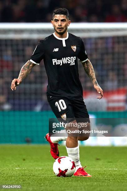 Ever Banega of Sevilla FC in action during the Copa del Rey, Round of 8, first Leg match between Atletico de Madrid and Sevilla FC at Estadio Wanda...