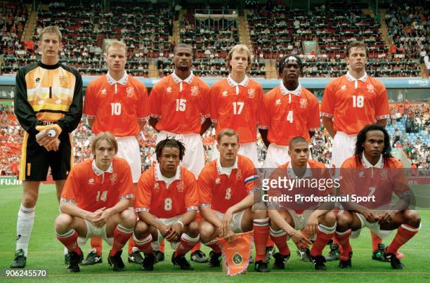 The Netherlands football team prior to their UEFA Euro96 Group A match against Scotland at Villa Park in Birmingham on 10th June 1996. The match...