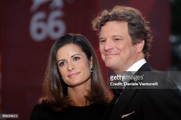 Actor Colin Firth and his wife Livia Giuggioli attend the Closing Ceremony: Red Carpet And Inside at The Sala Grande during the 66th Venice Film...