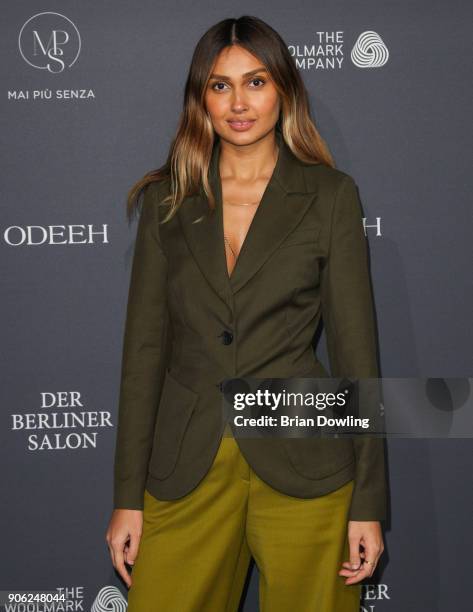 Wana Limar arrives at Odeeh Defile during 'Der Berliner Salon' AW 18/19 on January 17, 2018 in Berlin, Germany.