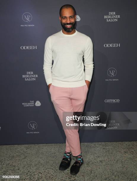 Chris Glass arrives at Odeeh Defile during 'Der Berliner Salon' AW 18/19 on January 17, 2018 in Berlin, Germany.