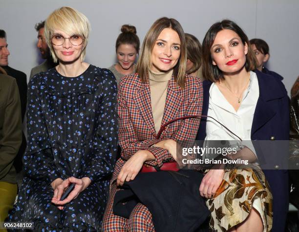 Susann Atwell , Eva Padberg, and Nadine Warmuch attend the Odeeh Defile during 'Der Berliner Salon' AW 18/19 on January 17, 2018 in Berlin, Germany.
