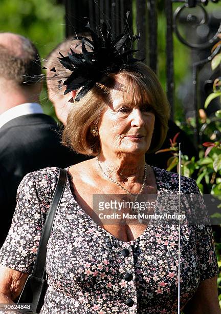 Lady Annabel Goldsmith leaves her home to attend the wedding of Lord Frederick Windsor to Sophie Winkleman at Hampton Court Palace on September 12,...