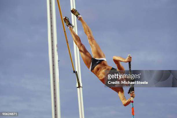 Yelena Isinbaeva of Russia in the women's pole vault during day one of the IAAF World Athletics Final at the Kaftanzoglio Stadium on September 12,...