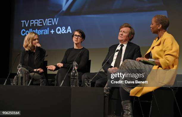 Carey Mulligan, S. J. Clarkson, Sir David Hare and Gaylene Gould attend a special screening and Q&A for "Collateral" at BFI Southbank on January 17,...