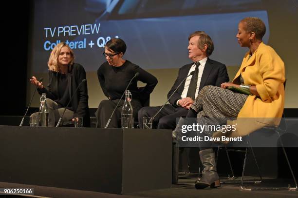 Carey Mulligan, S. J. Clarkson, Sir David Hare and Gaylene Gould attend a special screening and Q&A for "Collateral" at BFI Southbank on January 17,...