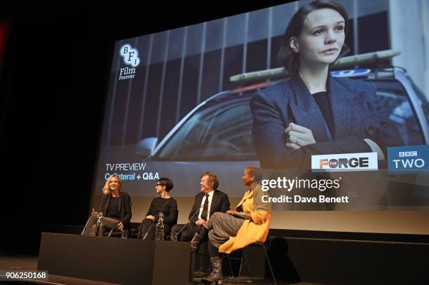 Carey Mulligan, S. J. Clarkson, Sir David Hare and Gaylene Gould attend a special screening and Q&A for "Collateral" at BFI Southbank on January 17,...