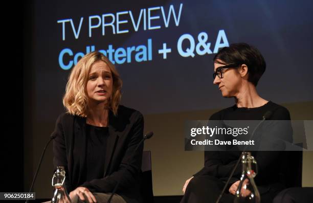 Carey Mulligan and S. J. Clarkson attend a special screening and Q&A for "Collateral" at BFI Southbank on January 17, 2018 in London, England.