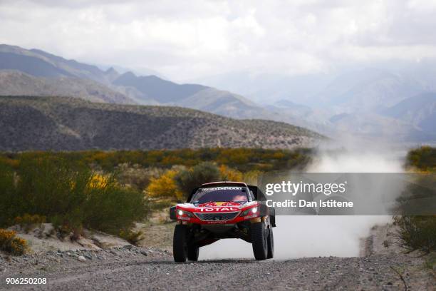 Cyril Despres of France and Peugeot Total drives with co-driver David Castera of France in the 3008 DKR Peugeot car in the Classe : T1.4 2 Roues...