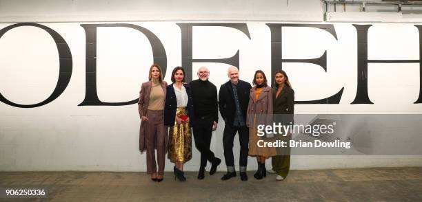 Eva Padberg, Nadine Warmuth, Otto Droeglser, Joerg Ehrlich, Rabea Schif, and Wana Limar at Odeeh Defile during 'Der Berliner Salon' AW 18/19 on...