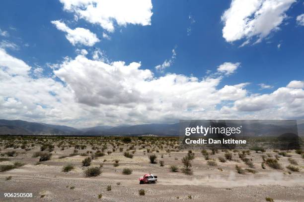 Alejandro Miguel Yacopini of Argentina and Toyota drives with co-driver Marco Scopinaro of Argentina in the Hilux Toyota car in the Classe : T1.1 :...