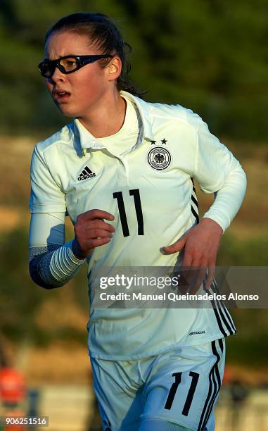 Julia Pollak of Germany looks on during the international friendly match between U17 Girl's Germany and U17 Girl's England at Complex Esportiu Futbol...