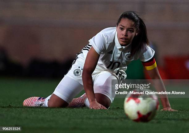 Ivana Fuso of Germany looks on during the international friendly match between U17 Girl's Germany and U17 Girl's England at Complex Esportiu Futbol...