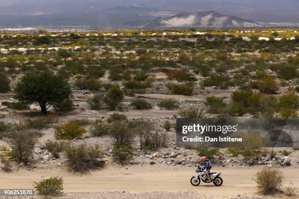 Jack Lundin of Canada and HT Rally Raid Husqvarna rides a Husqvarna FR 450 Rally bike in the Classe 2.1 : Super Production during stage eleven of the...