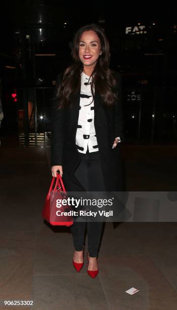 Vicky Pattison on a night out with friends at Madison restaurant at St. Pauls on January 17, 2018 in London, England.
