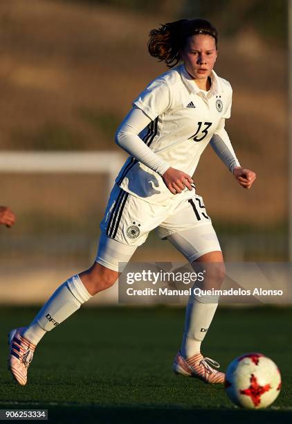 Emilie Bernhardt of Germany in action during the international friendly match between U17 Girl's Germany and U17 Girl's England at Complex Esportiu...